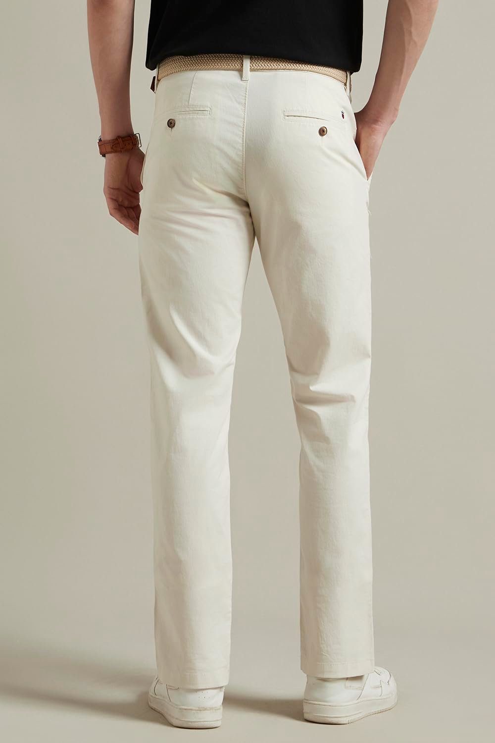 Louis Philippe Men's Slim Pants (LYTFCSLPR38083_Cream, Mid Rise