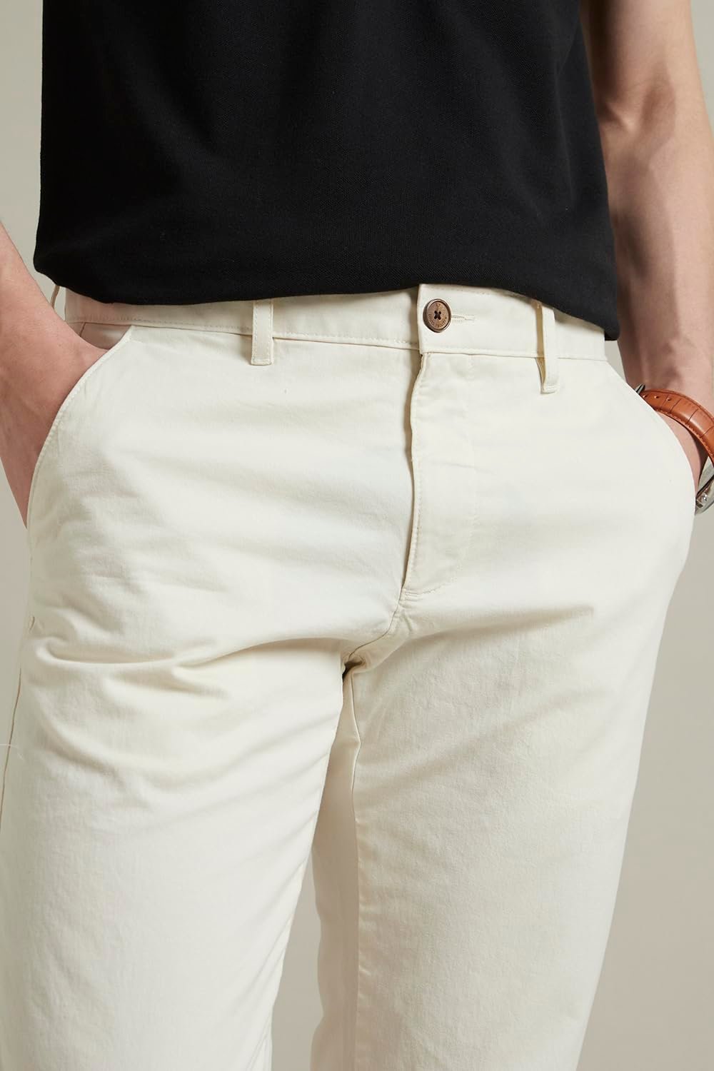 Louis Philippe Men's Slim Pants (LYTFCSLPR38083_Cream, Mid Rise