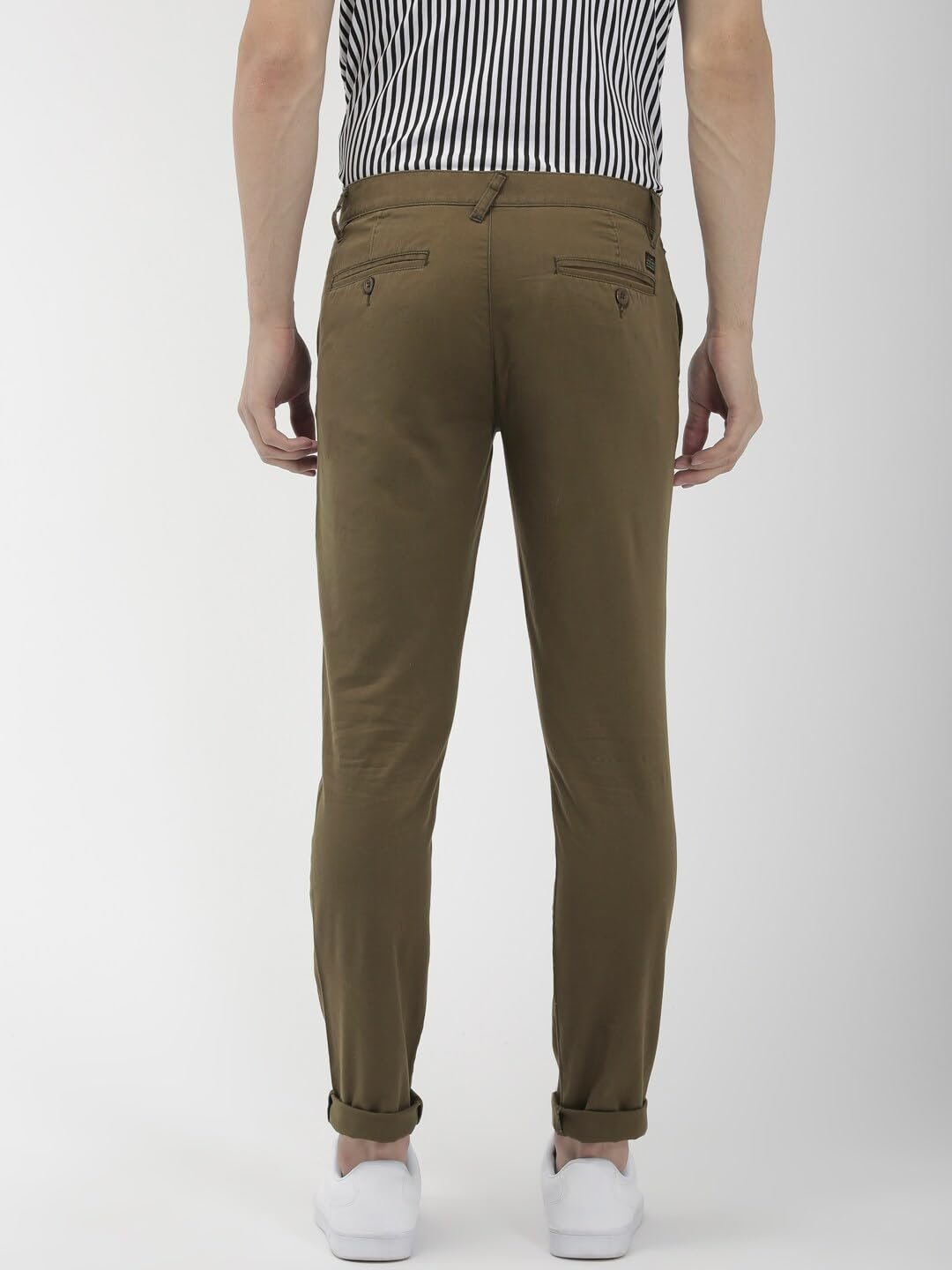 The Indian Garage Co Men Mid Rise Slim Fit Solid Mid-Rise Stretchable Chinos Cloud Grey