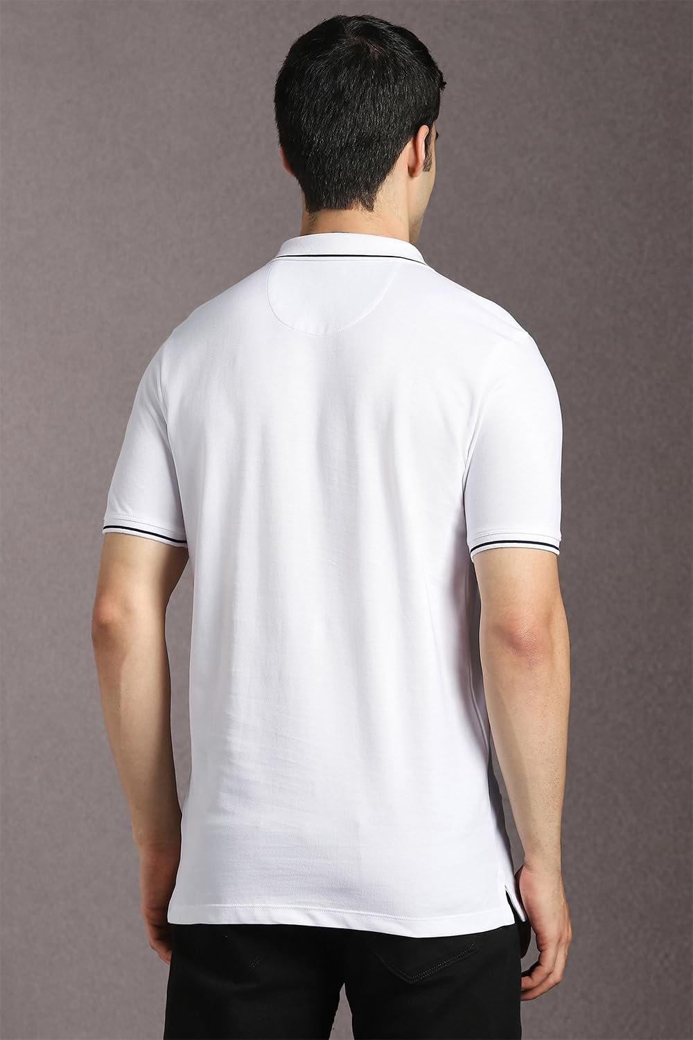 Louis Philippe Men White Solid Polo Neck T-Shirt