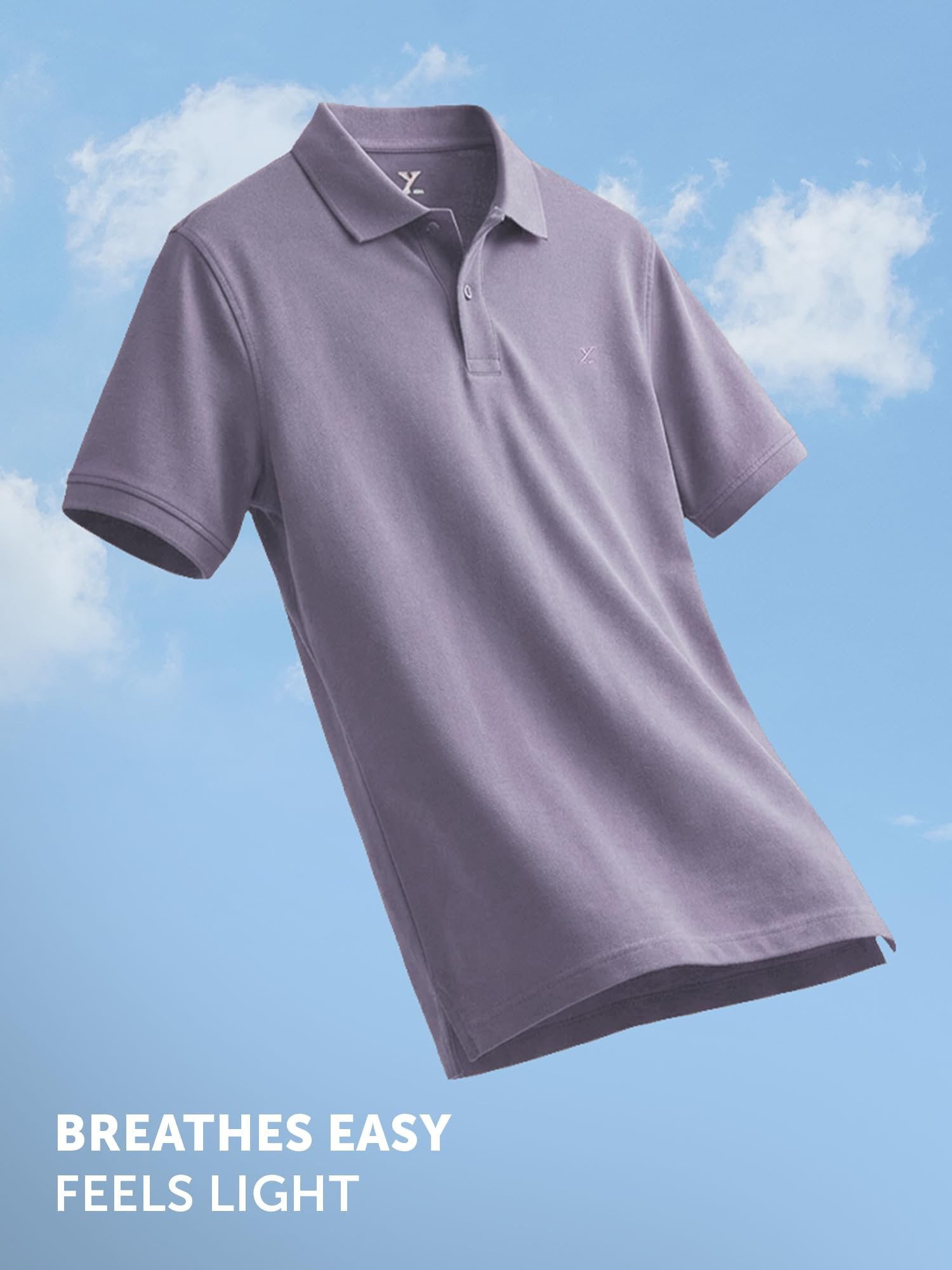 XYXX Men 100% Cotton Polo Tshirt, Regular Fit, Solid, Pack of 1, XYPTSRT17L, Misty Lilac