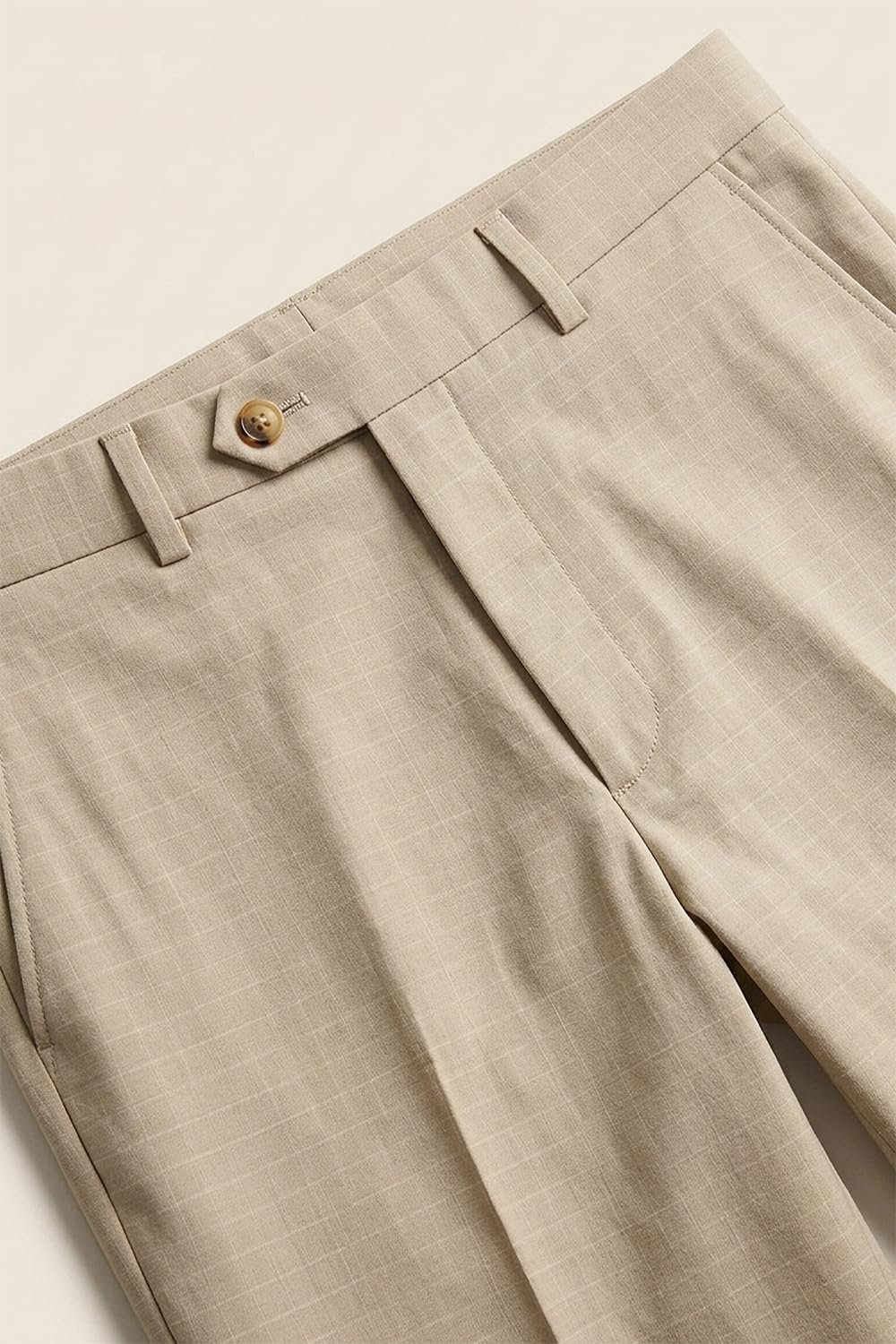 Peter England Men's Textured Everyday Signature Neo-Slim Fit Mid Rise Formal Trouser Khaki