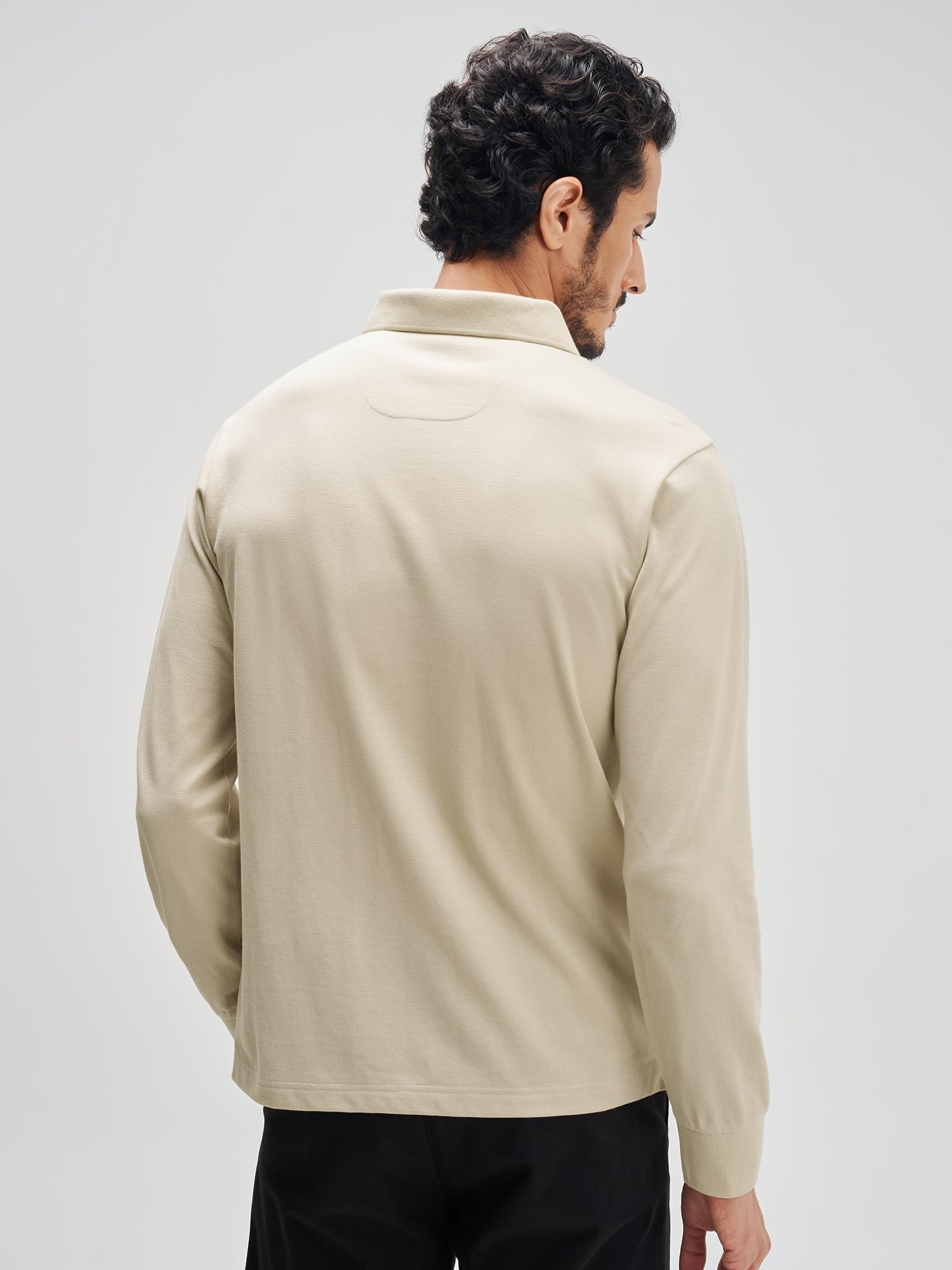 XYXX Men's Solid Cotton Polo T-Shirt | Polo Neck Tshirts | Full Sleeves | Solid-Regular Fit | Irish Beige