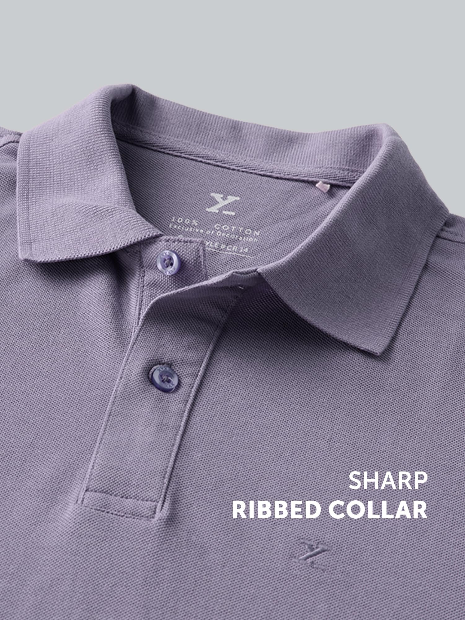 XYXX Men 100% Cotton Polo Tshirt, Regular Fit, Solid, Pack of 1, XYPTSRT17L, Misty Lilac