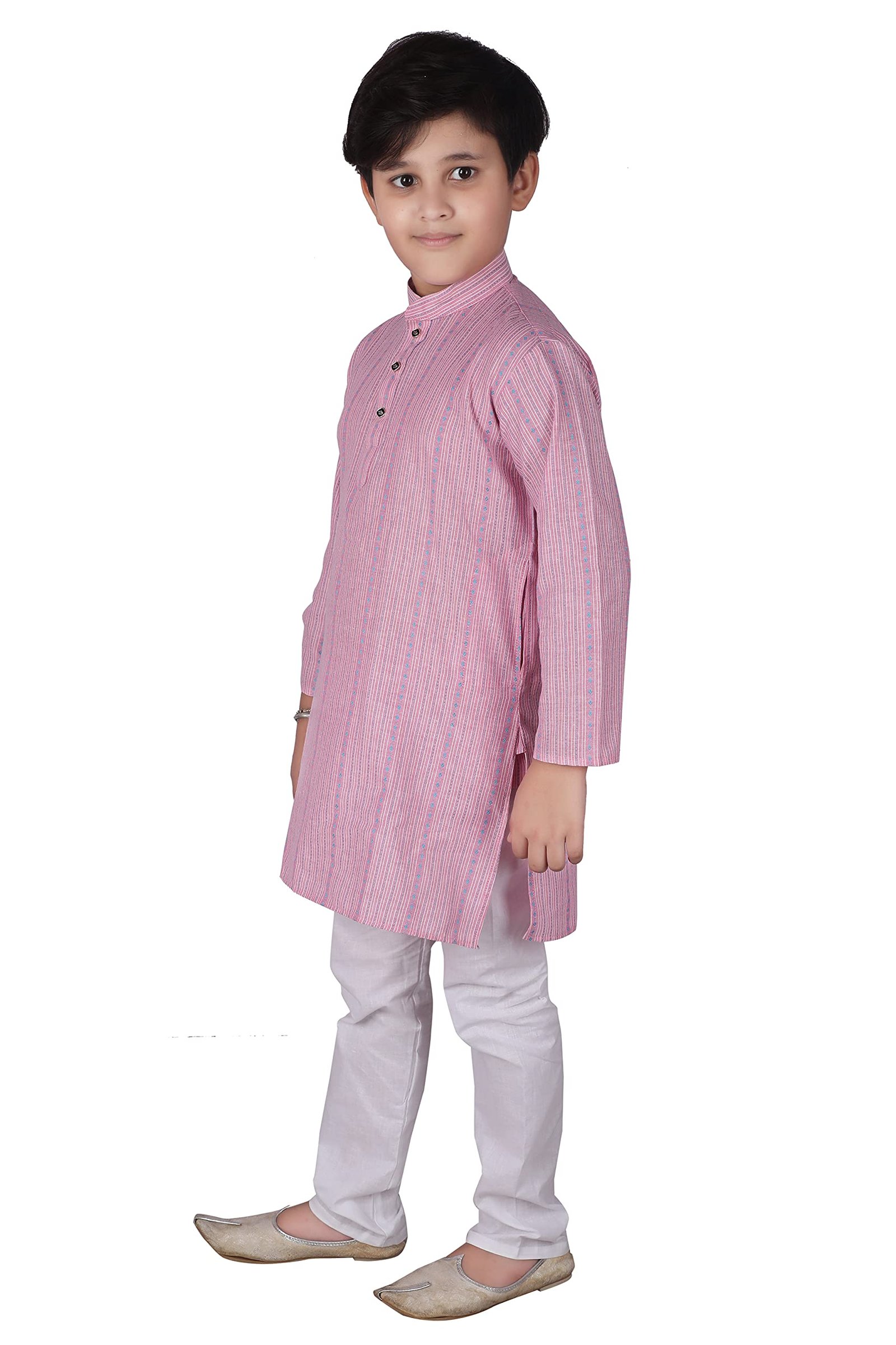 Pro-Ethic Style Developer Cotton Solid Kids Kurta Pyjama For Boys | Kurta Paijama Set, (S-145) (Pink, 7-8 Years)