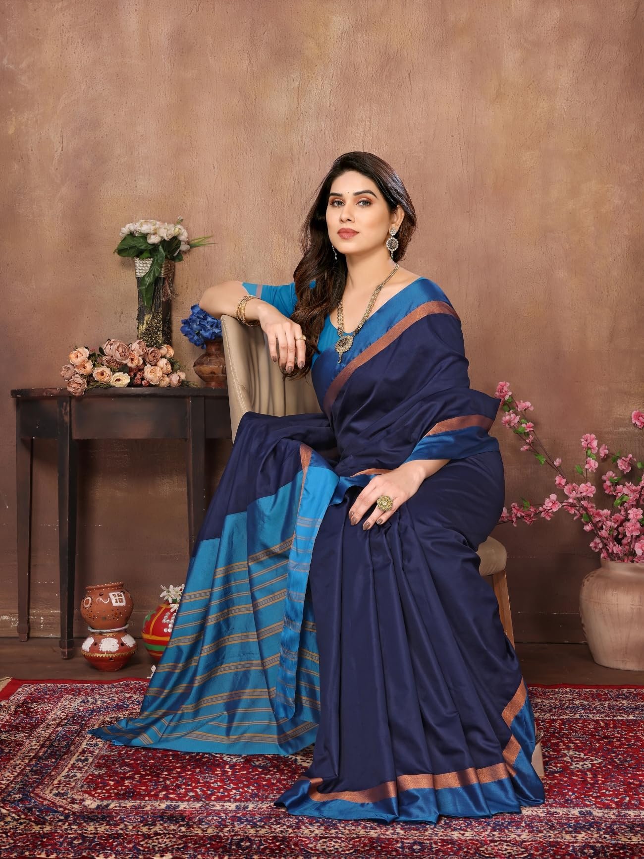 VJ Fashion Women Solid Kerala Silk Blend Saree With Blouse Piece_freesize