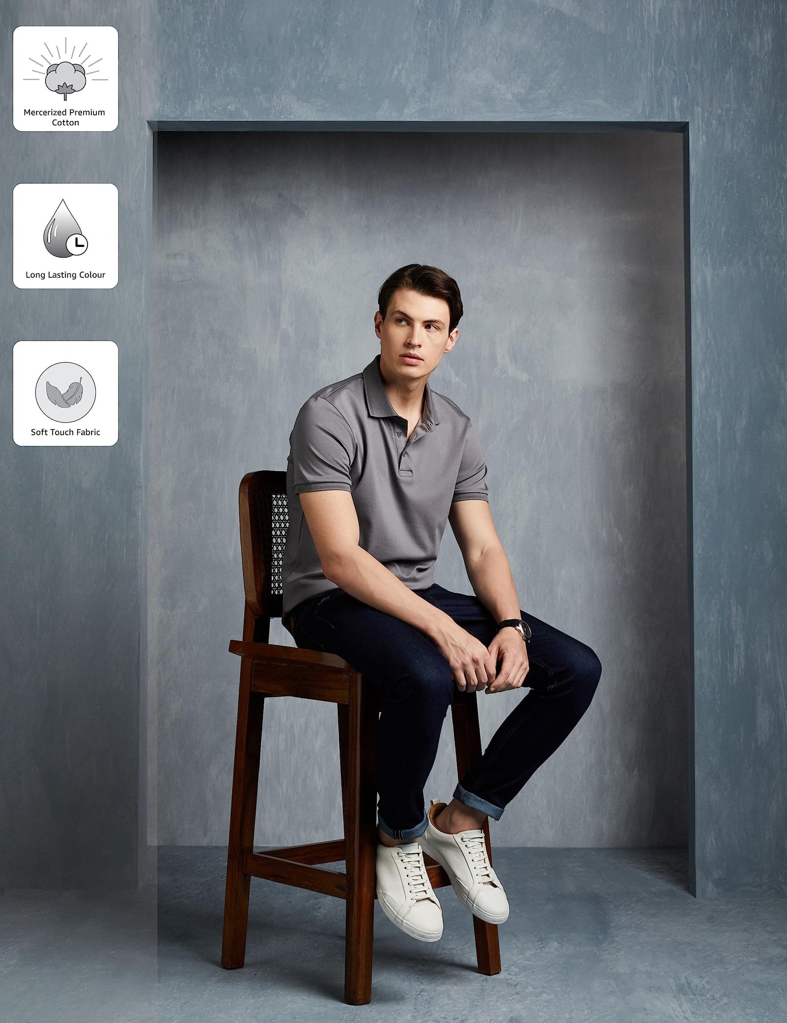 Symbol Premium Men's Cotton Super Soft Classic Polo T-Shirt: Regular Fit (Syp-A22-Pl-01_Grey)