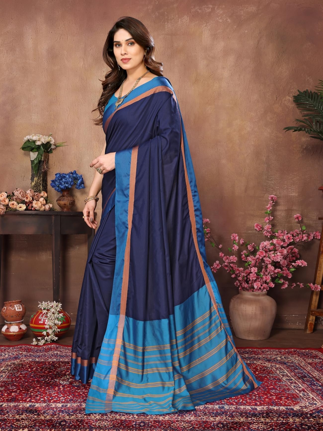 VJ Fashion Women Solid Kerala Silk Blend Saree With Blouse Piece_freesize