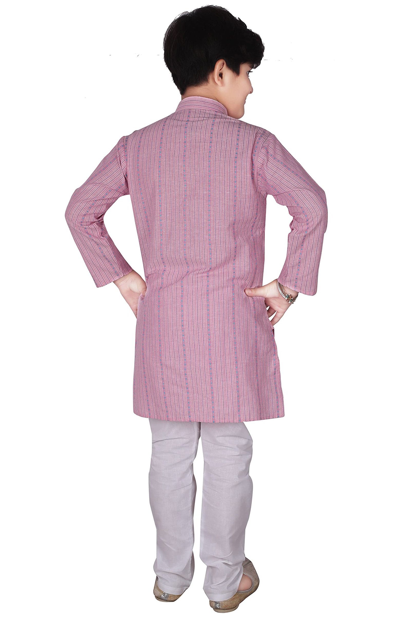 Pro-Ethic Style Developer Cotton Solid Kids Kurta Pyjama For Boys | Kurta Paijama Set, (S-145) (Pink, 7-8 Years)