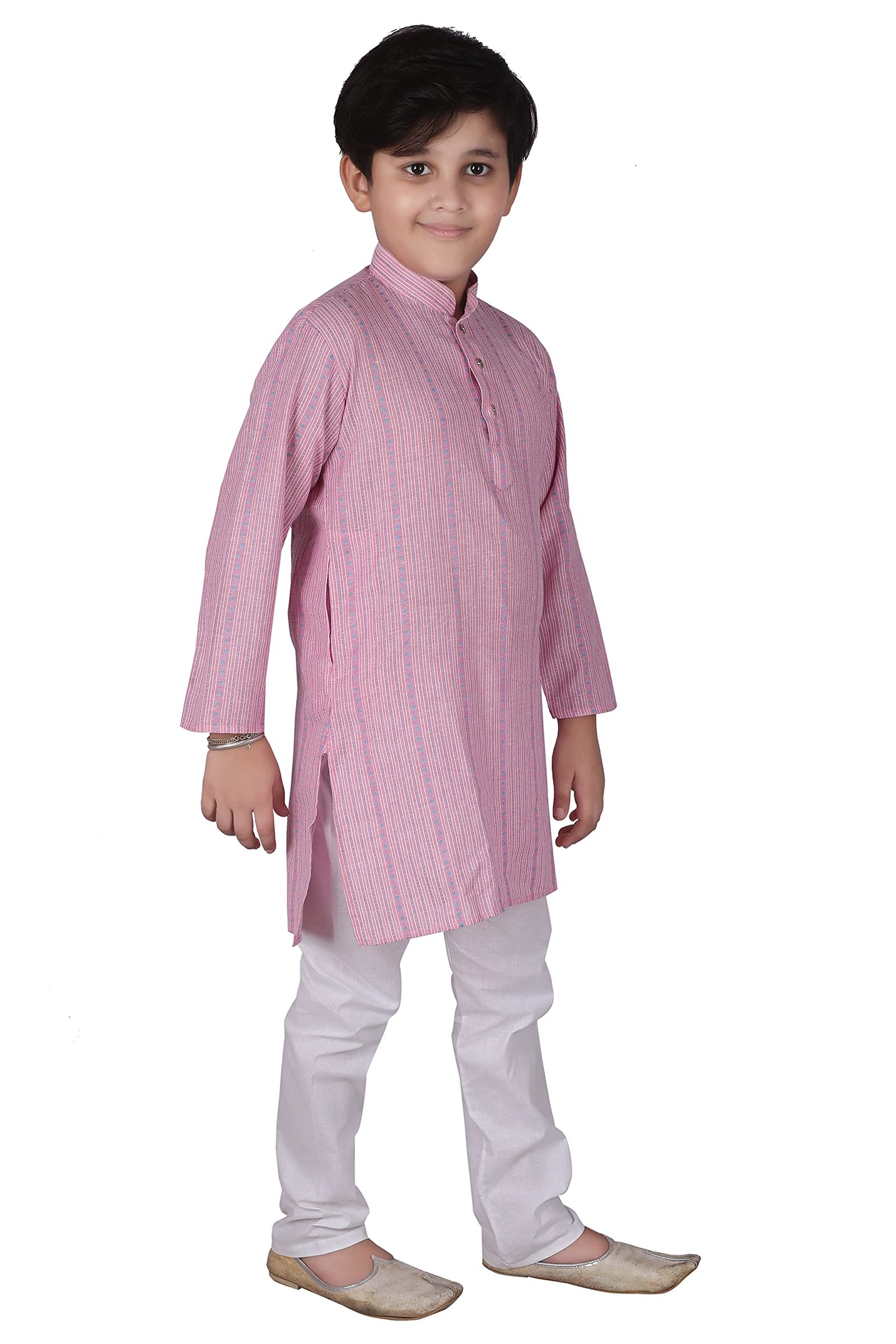 Pro-Ethic Style Developer Cotton Solid Kids Kurta Pyjama For Boys | Kurta Paijama Set, (S-145) (Pink, 7-8 Years)