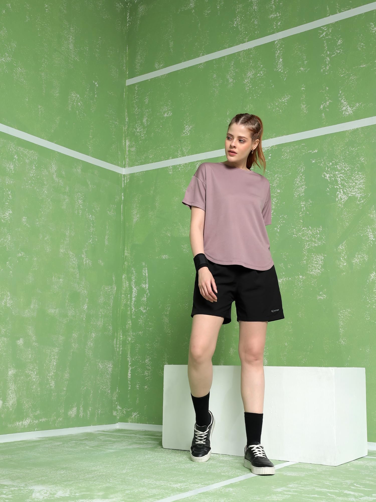 Kvetoo Women Apple Cut Gym T Shirt Breathable Workout Tee Slim Fit Activewear Top Sports Training Yoga T Shirt Women Onion Size S
