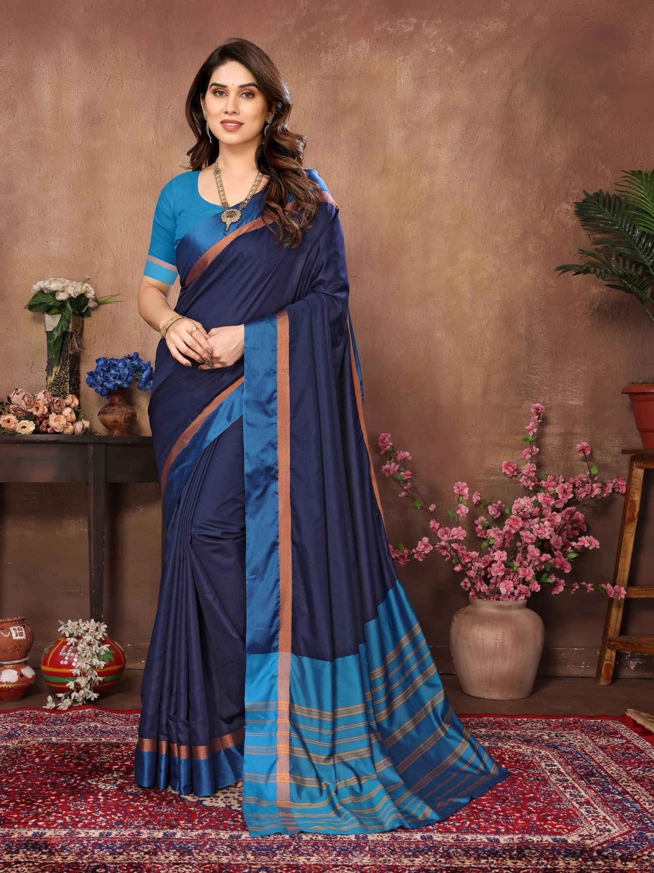 VJ Fashion Women Solid Kerala Silk Blend Saree With Blouse Piece_freesize