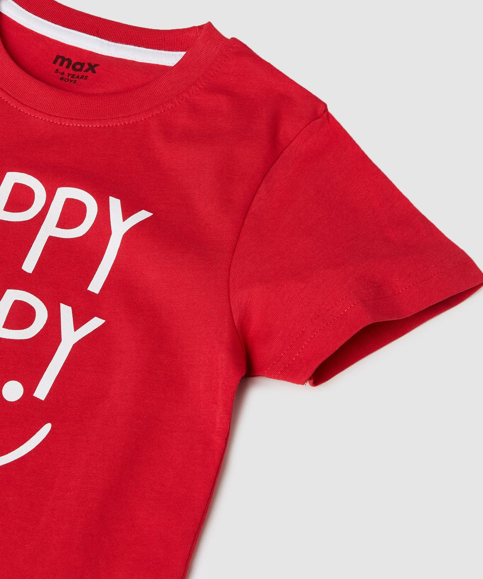 Max Boys Cotton Typographic Printed Regular Fit T-Shirt_S23Dbt06Ared_2-3Years Red