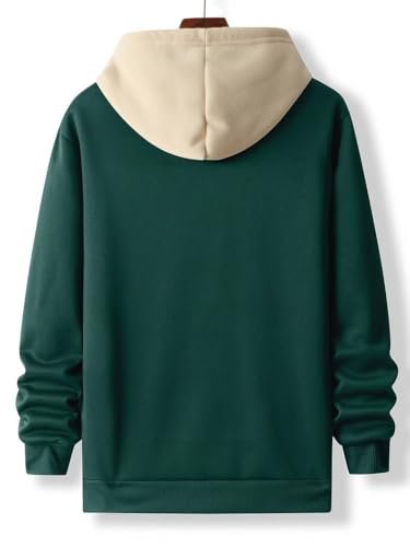 ® Men's Casual Woolen Hoodie with Cartoon Print | Hoodie for Man (Bull-HDY-2044-Dark Green-XXL)