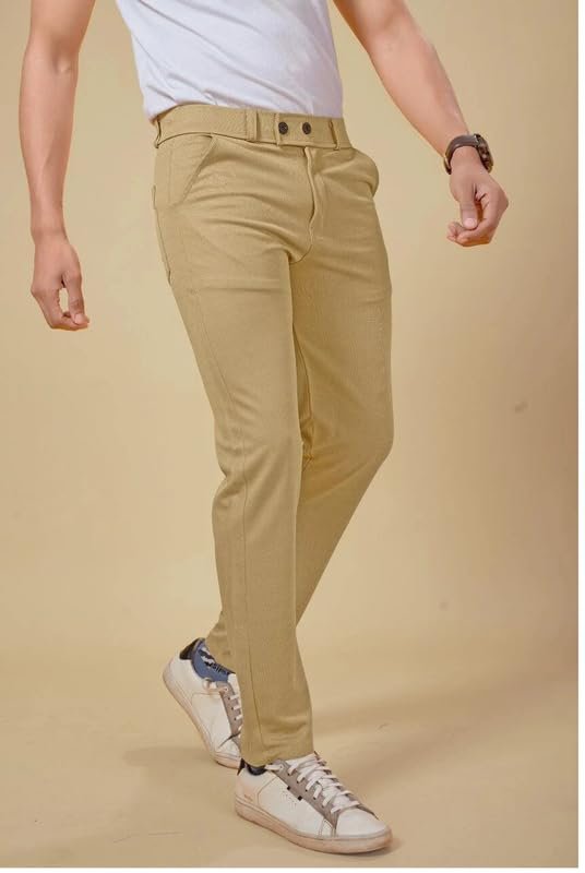 Men's Slim Fit Cargo Trousers | Stretchable Formal Men Trousers | Stylish Slim Fit Trouser for Men | Polycotton Knitted Fabric Pant for Man