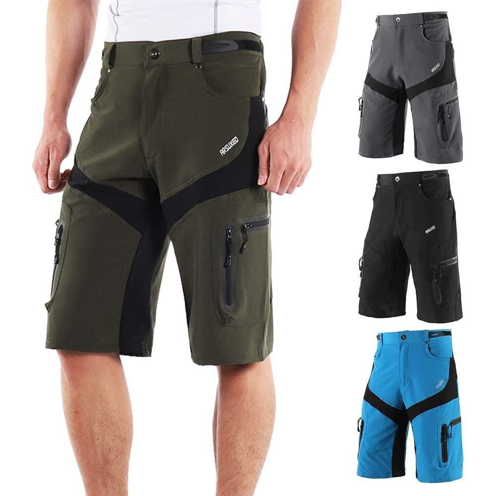 Generic Men Cycling Shorts Quick Drying Breathable Outdoor Sports Running Bike Riding Casual Shorts with 6 Pockets