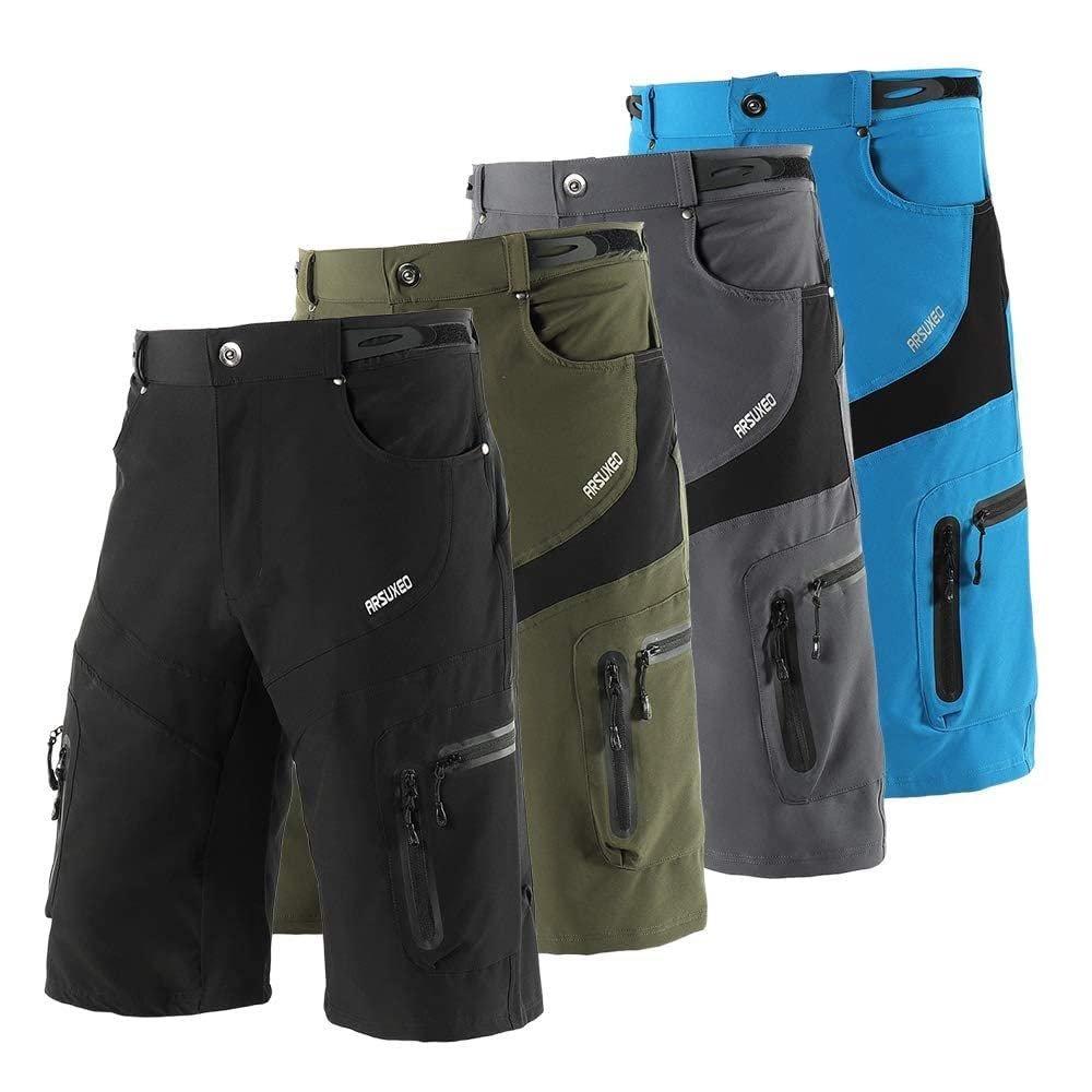 Generic Men Cycling Shorts Quick Drying Breathable Outdoor Sports Running Bike Riding Casual Shorts with 6 Pockets