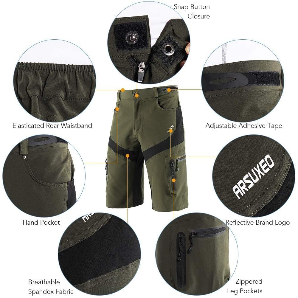 Generic Men Cycling Shorts Quick Drying Breathable Outdoor Sports Running Bike Riding Casual Shorts with 6 Pockets