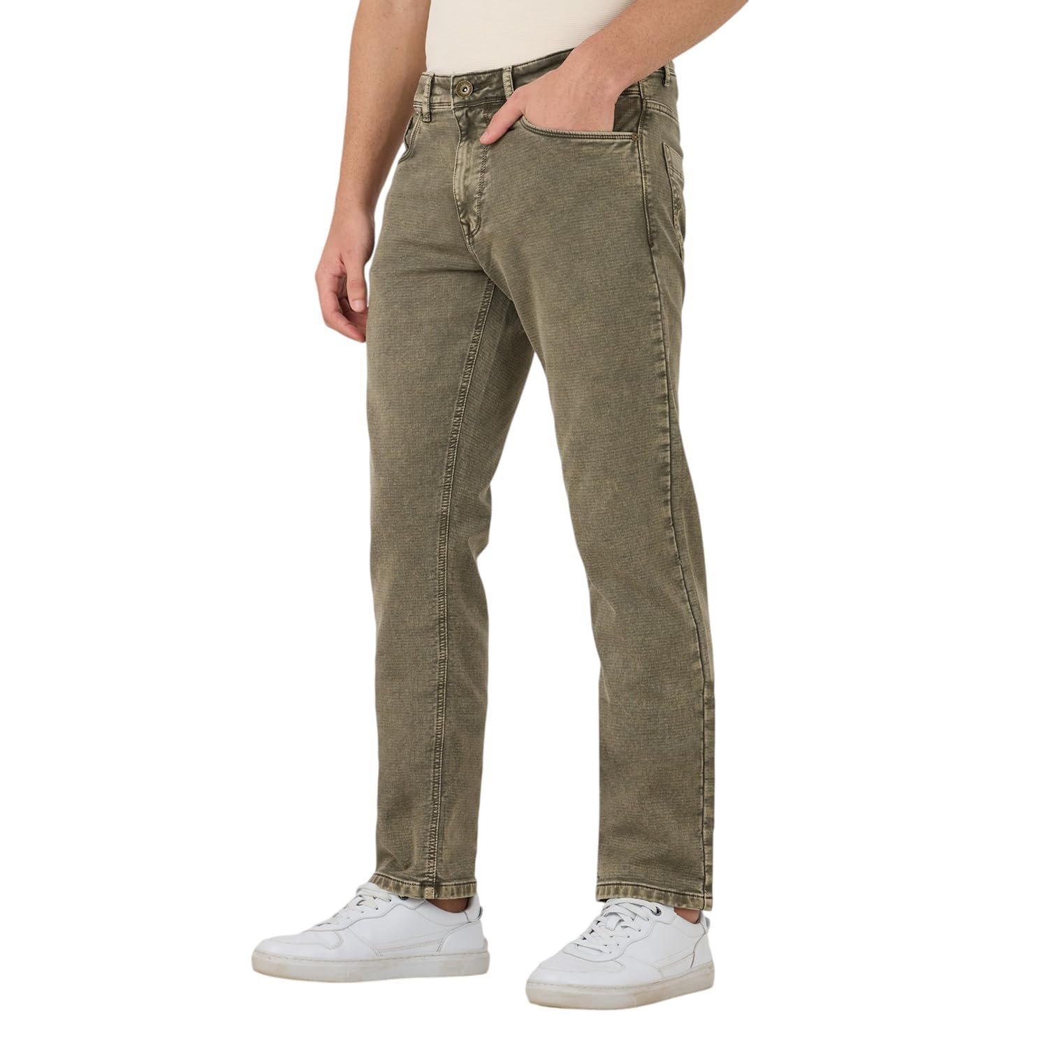 Men Military Green Cotton Lycra Slim Fit Pants - TSLA-MILTARYGRN_40