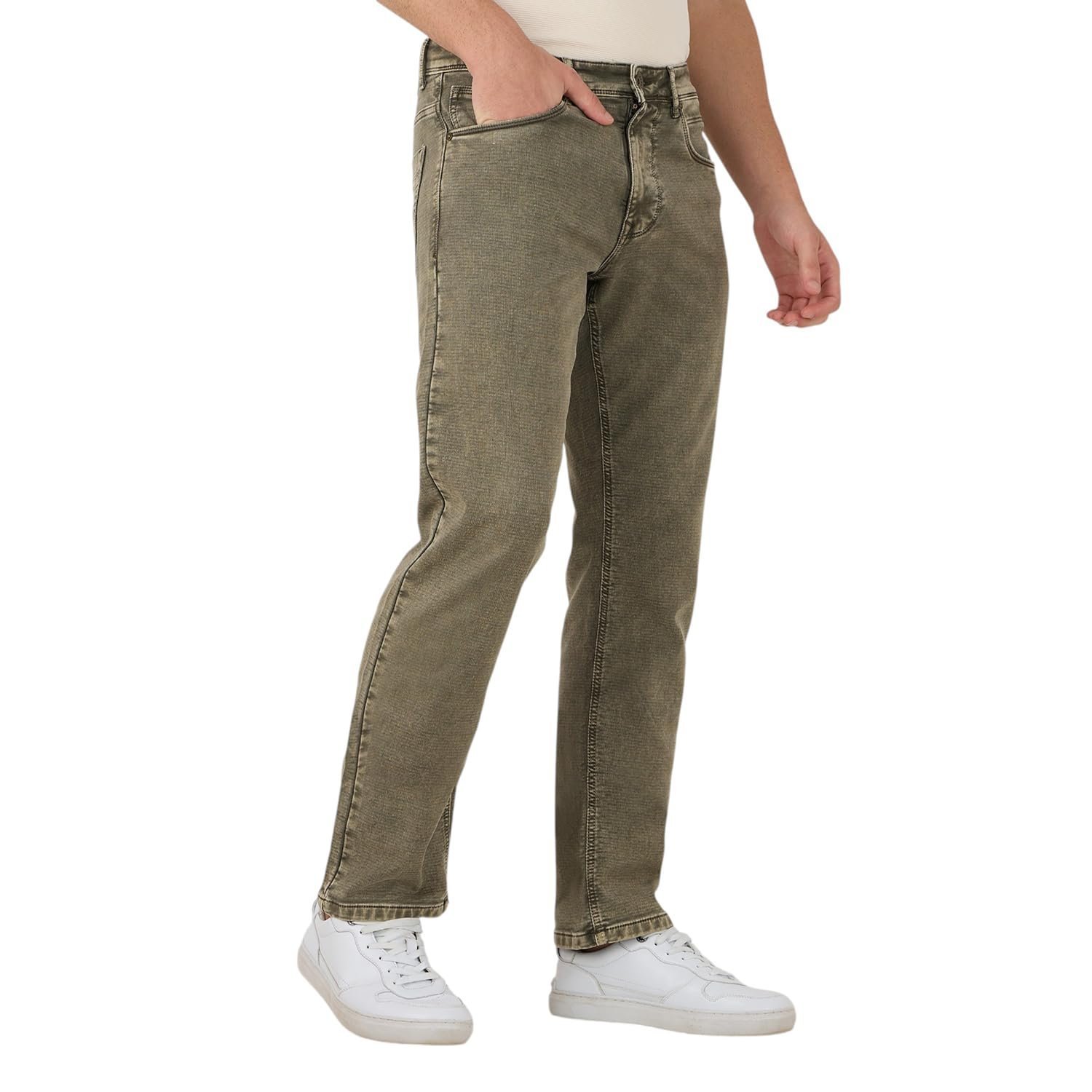 Men Military Green Cotton Lycra Slim Fit Pants - TSLA-MILTARYGRN_40