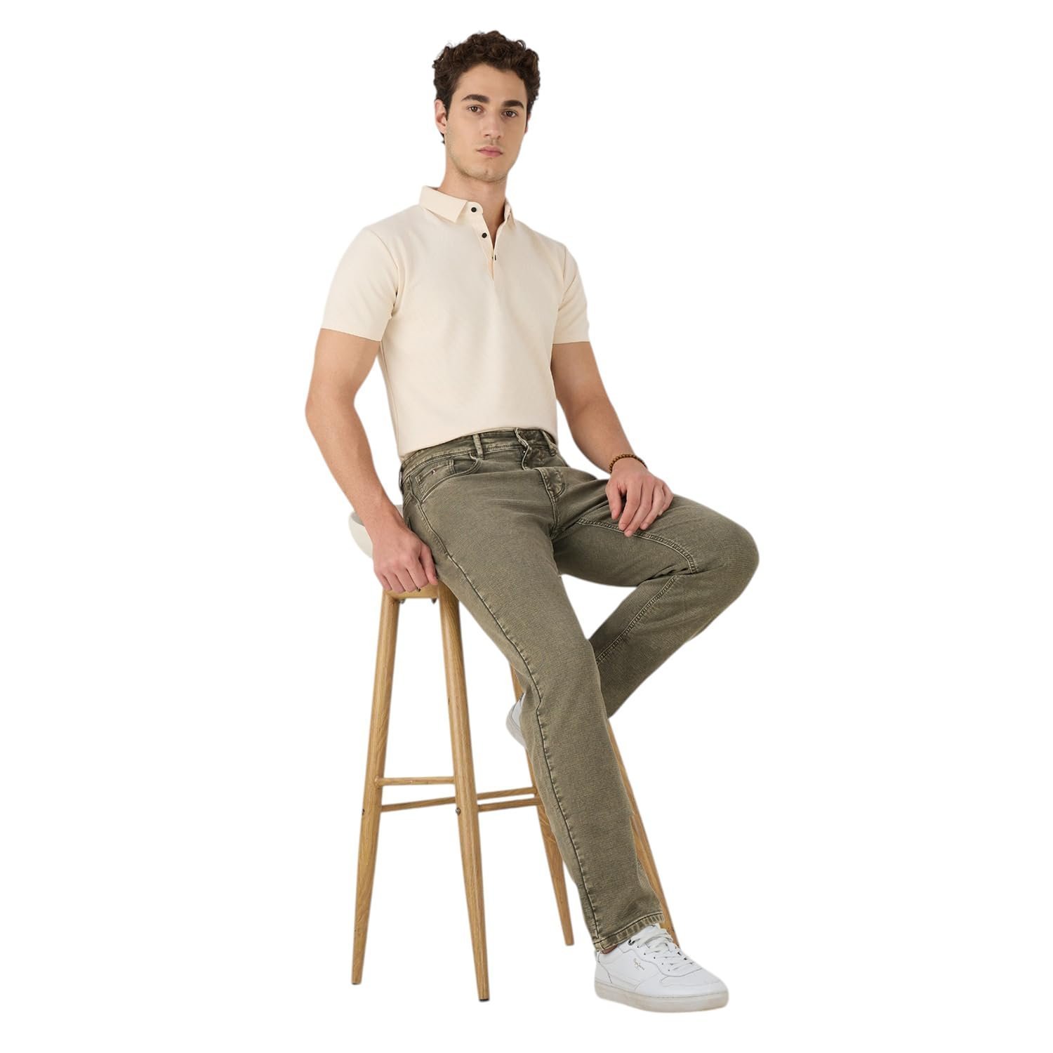 Men Military Green Cotton Lycra Slim Fit Pants - TSLA-MILTARYGRN_40