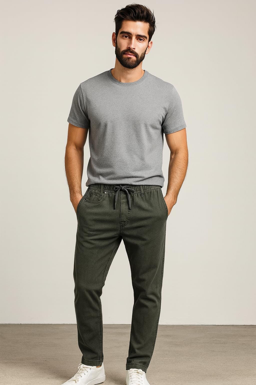 Hirrux Men Regular Fit Solid Denim Track Pants (in, Alpha, XL, Regular, Dark Green)