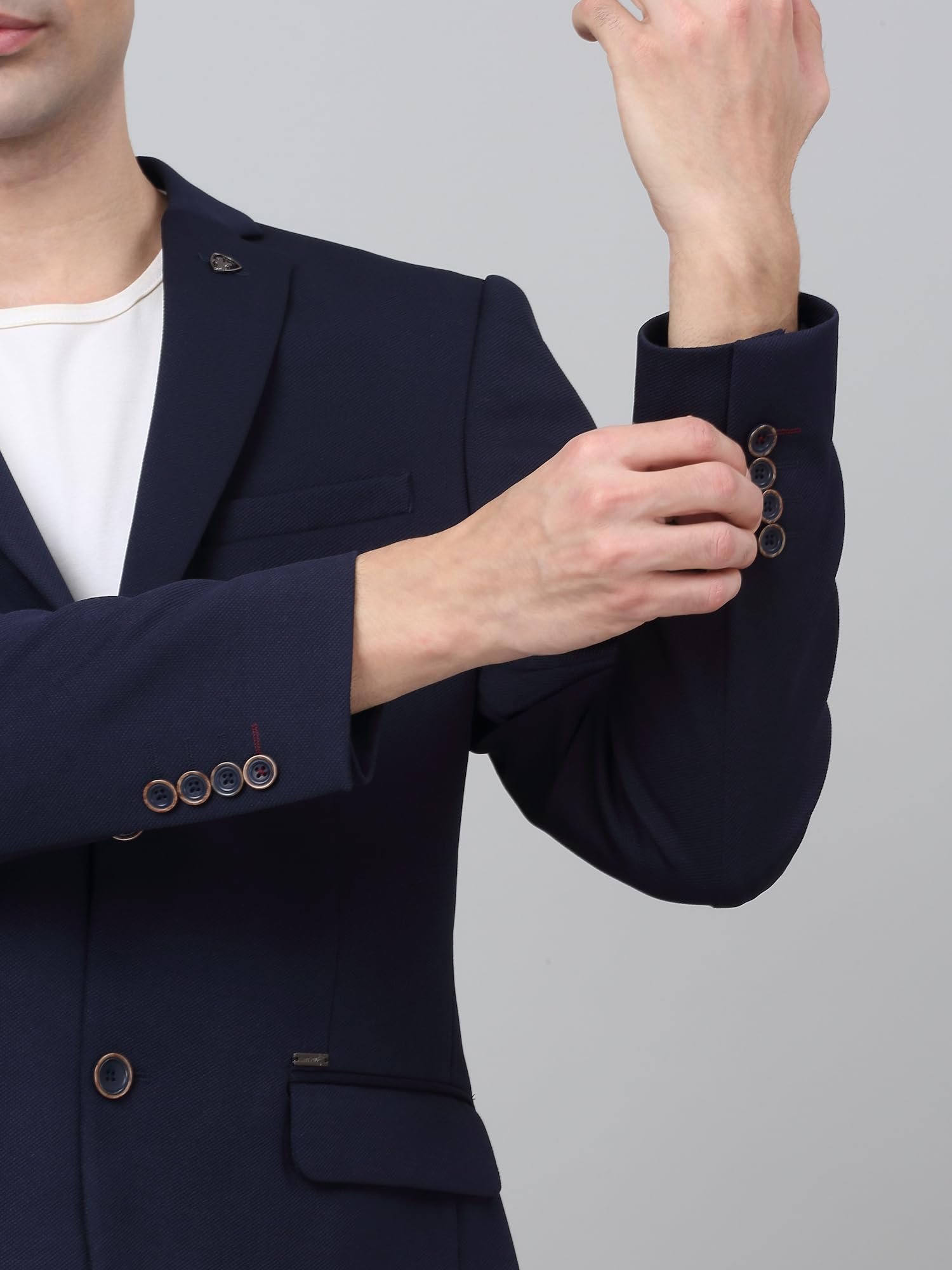 Self Design Navy Blue Full Sleeves Notch Lapel Casual Blazer for Men | Casual Blazer for Men | Men Blazer for Casual (MBZC00069_Navy_38)