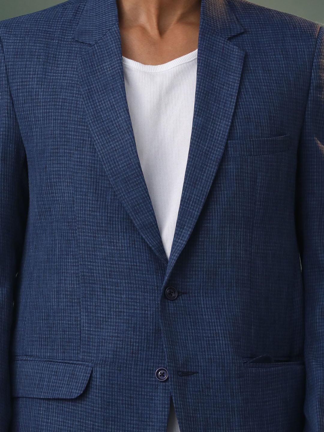 Men's Jute Silk Blazer I All Printed Checked Slim Fit Blazer I Everyday Casuals Festive Blazer for Men_VSHVMCT032BU_42 Blue
