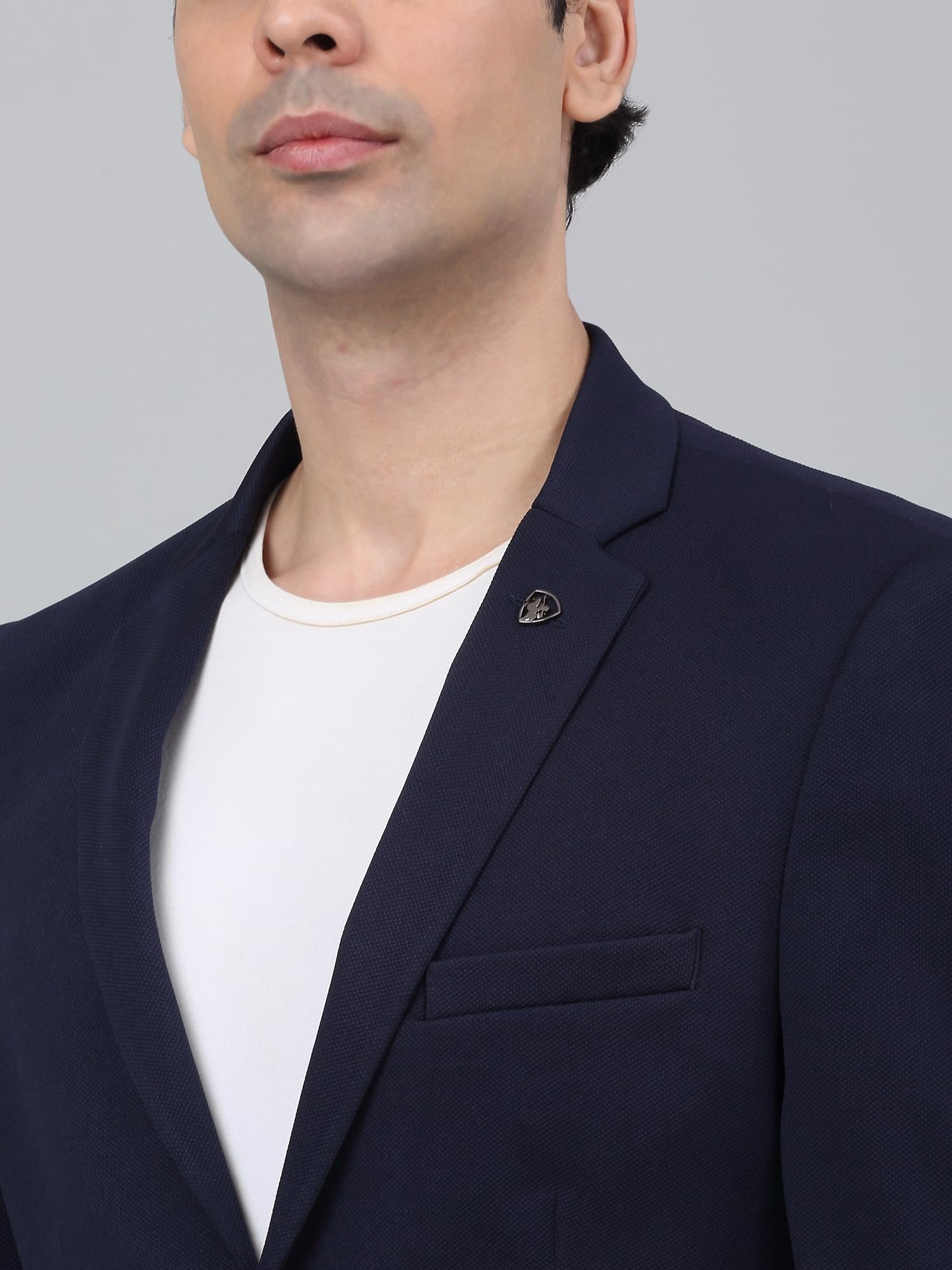 Self Design Navy Blue Full Sleeves Notch Lapel Casual Blazer for Men | Casual Blazer for Men | Men Blazer for Casual (MBZC00069_Navy_38)