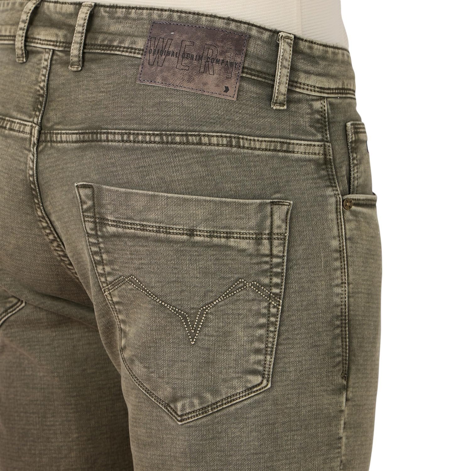 Men Military Green Cotton Lycra Slim Fit Pants - TSLA-MILTARYGRN_40