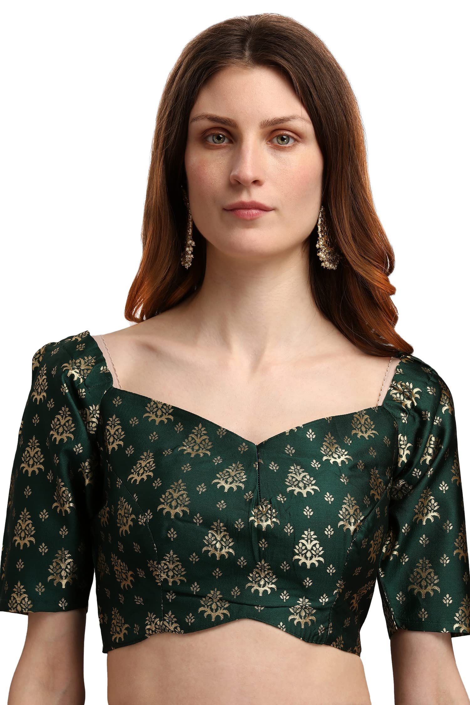 Women's Jacquard Semi-Stitched Lehenga choli (Trisha-D-Green_Green_Free Size)