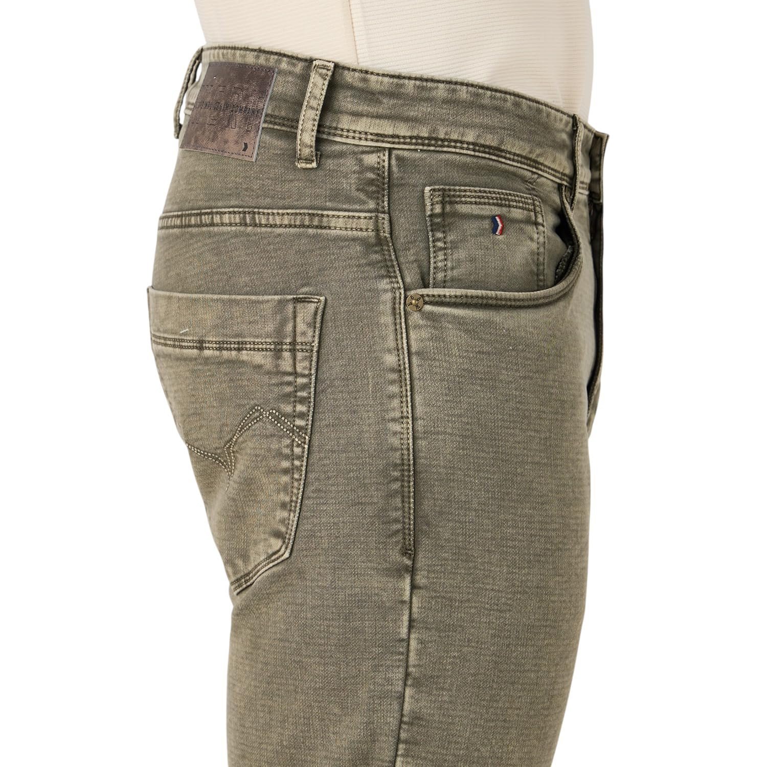 Men Military Green Cotton Lycra Slim Fit Pants - TSLA-MILTARYGRN_40