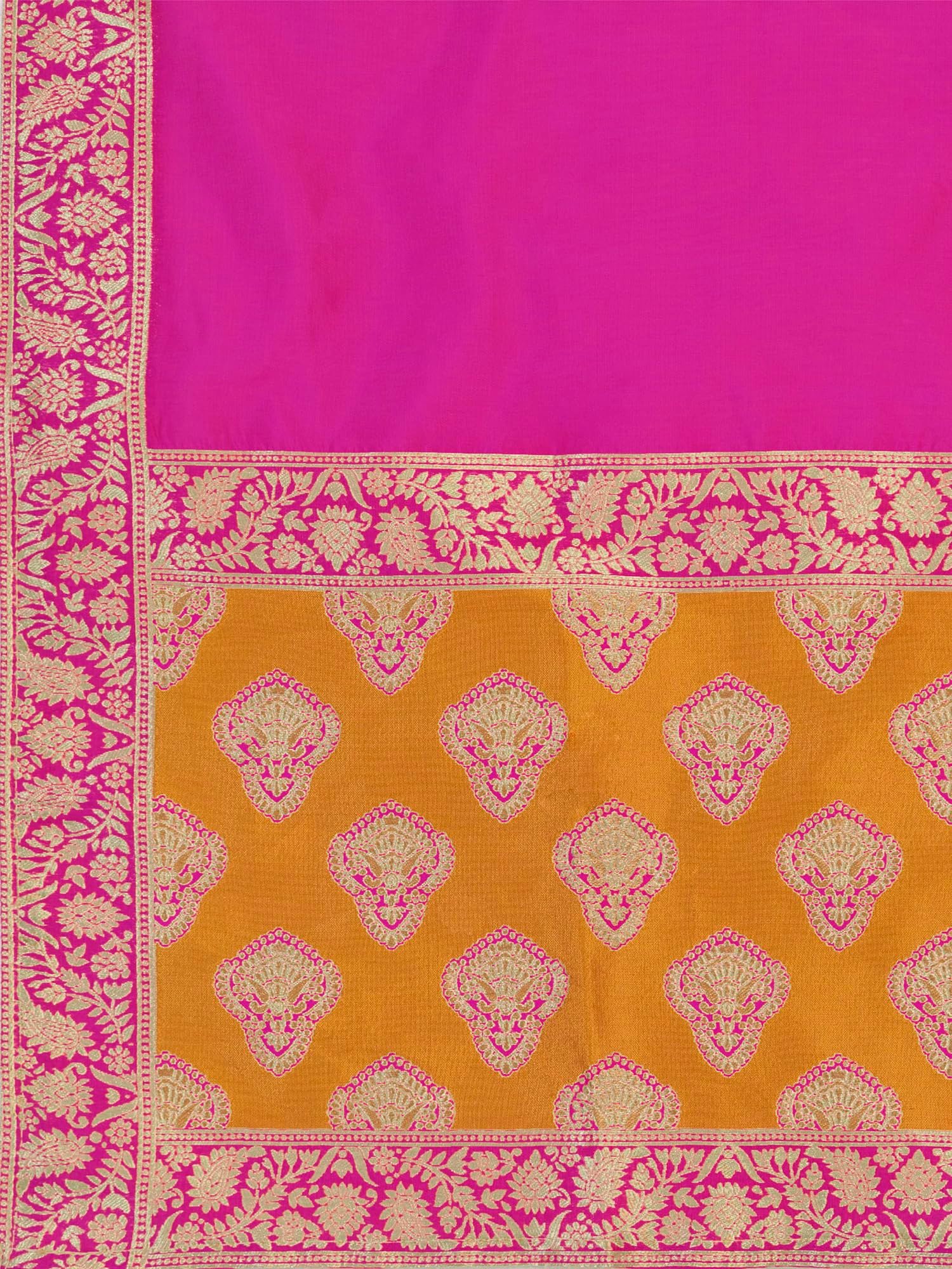 Women's Kanjiwaram Semi-Stitched Lehenga choli (Zahira-Yellow_Free Size)